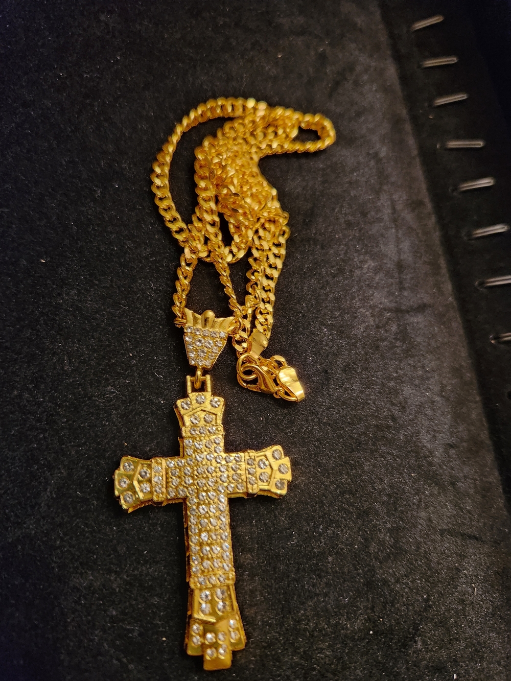 Gold Crystal Cross Pendant Necklace - Women Jewelry